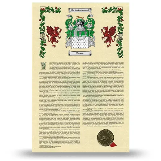 Procer Armorial History with Coat of Arms