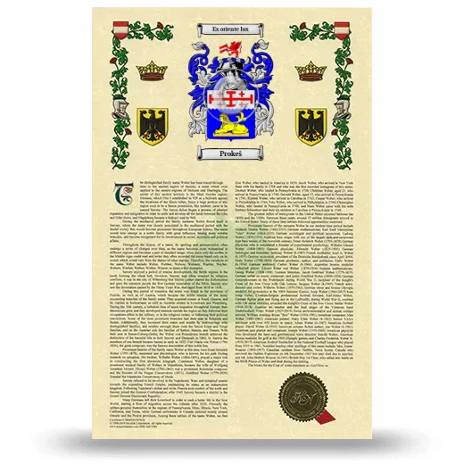 Prokeš Armorial History with Coat of Arms