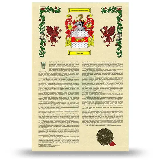 Proper Armorial History with Coat of Arms