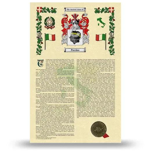 Puccino Armorial History with Coat of Arms