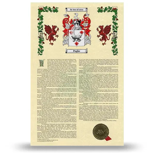 Pughe Armorial History with Coat of Arms