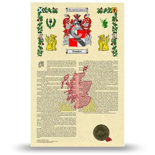 Pumfret Armorial History with Coat of Arms
