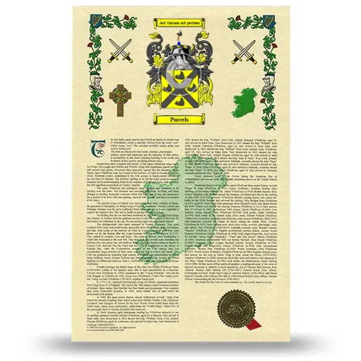 Purcels Armorial History with Coat of Arms