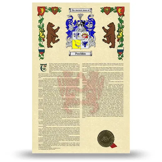 Puschkin Armorial History with Coat of Arms