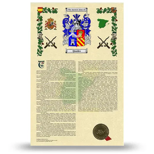 Quadro Armorial History with Coat of Arms