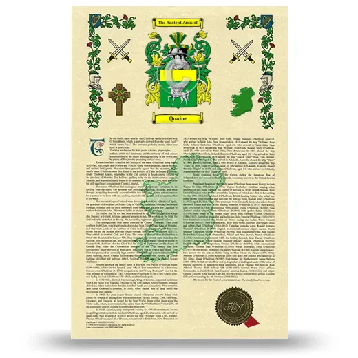 Quaine Armorial History with Coat of Arms