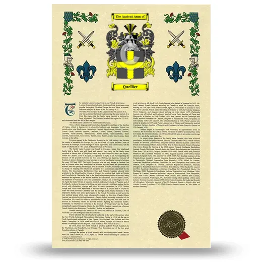 Quellier Armorial History with Coat of Arms