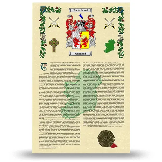 Quinland Armorial History with Coat of Arms