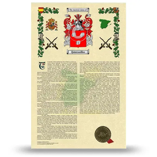Quintanillas Armorial History with Coat of Arms