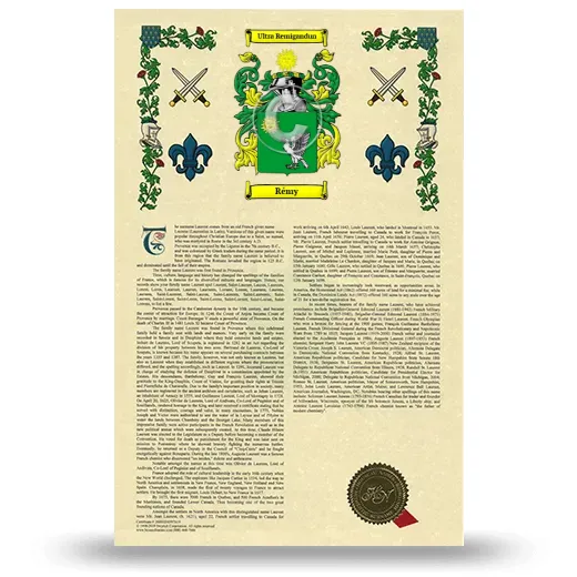 Rémy Armorial History with Coat of Arms