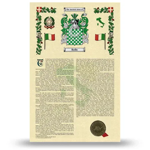 Radix Armorial History with Coat of Arms