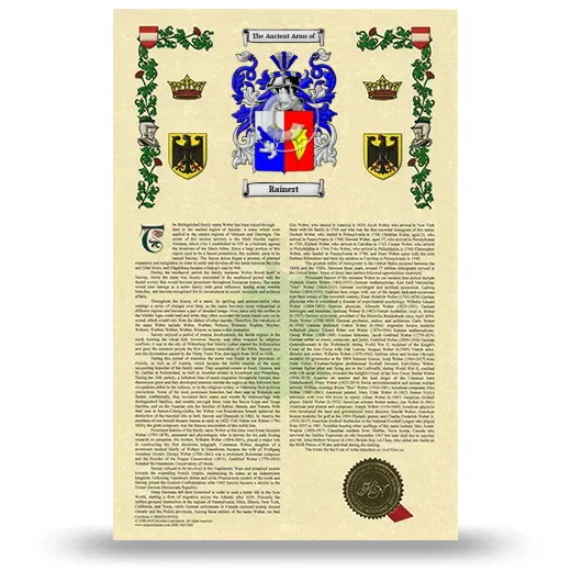 Rainert Armorial History with Coat of Arms