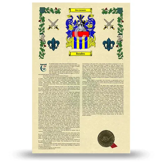 Randen Armorial History with Coat of Arms