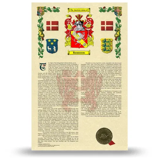 Rasmuson Armorial History with Coat of Arms