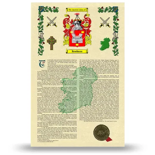 Readman Armorial History with Coat of Arms