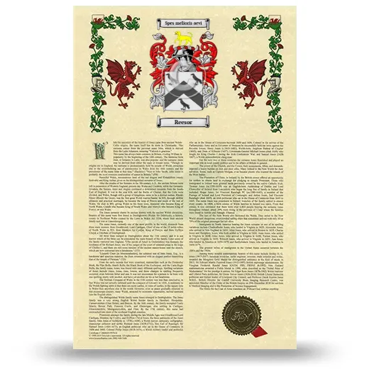 Reesor Armorial History with Coat of Arms