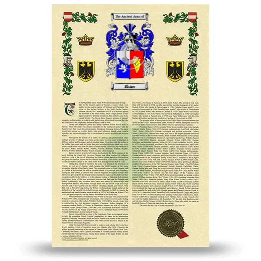 Rhine Armorial History with Coat of Arms