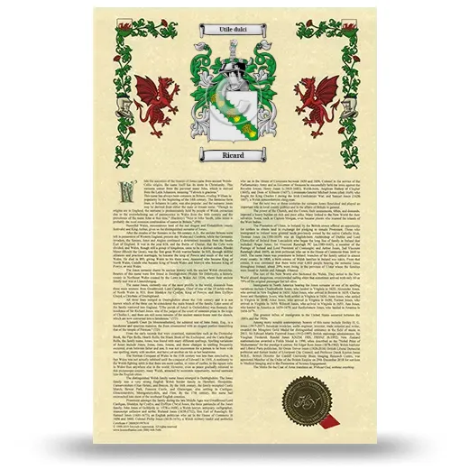Ricard Armorial History with Coat of Arms