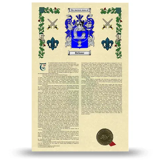 Richone Armorial History with Coat of Arms