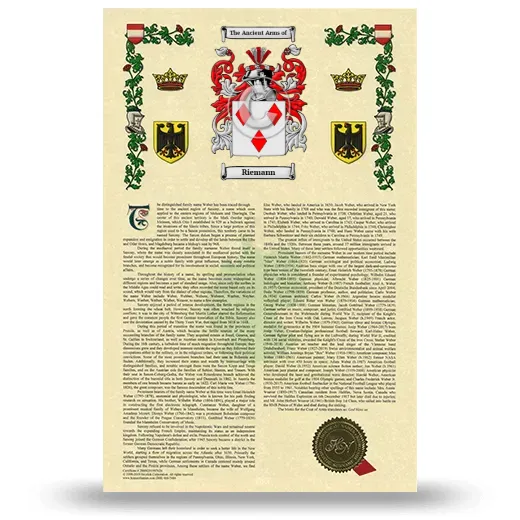Riemann Armorial History with Coat of Arms