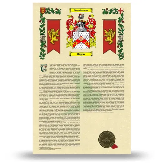 Riggin Armorial History with Coat of Arms
