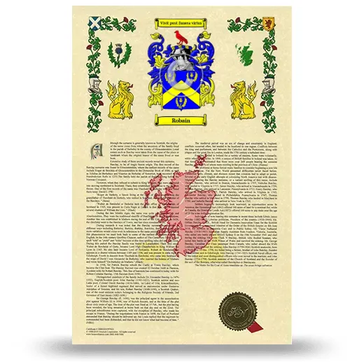 Robain Armorial History with Coat of Arms