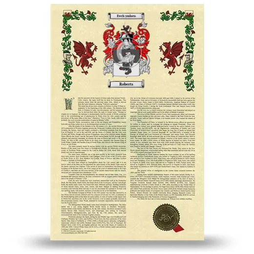 Roberts Armorial History with Coat of Arms