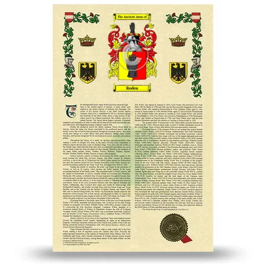 Roden Armorial History with Coat of Arms