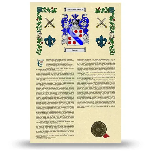 Roggy Armorial History with Coat of Arms