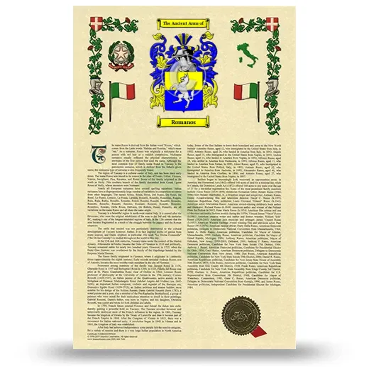 Romanos Armorial History with Coat of Arms
