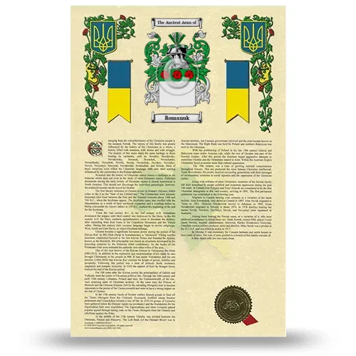 Romanuk Armorial History with Coat of Arms