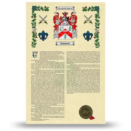 Rommane Armorial History with Coat of Arms