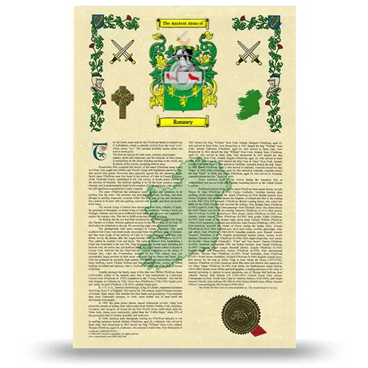 Ronney Armorial History with Coat of Arms
