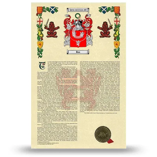 Ros Armorial History with Coat of Arms