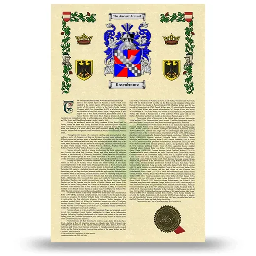 Rosenkrantz Armorial History with Coat of Arms