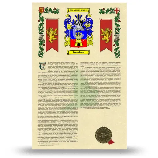 Rosethorn Armorial History with Coat of Arms