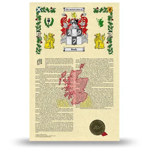 Rosly Armorial History with Coat of Arms