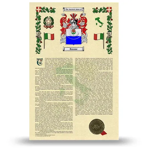 Rosone Armorial History with Coat of Arms