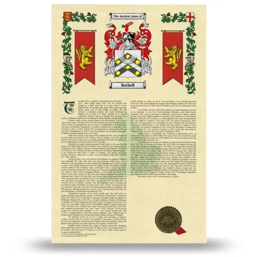 Rothell Armorial History with Coat of Arms