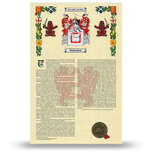 Rotherford Armorial History with Coat of Arms