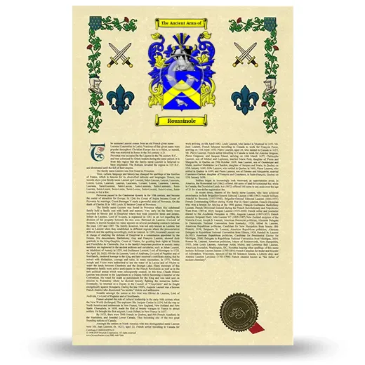 Roussinole Armorial History with Coat of Arms