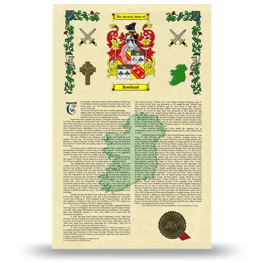 Rowland Armorial History with Coat of Arms