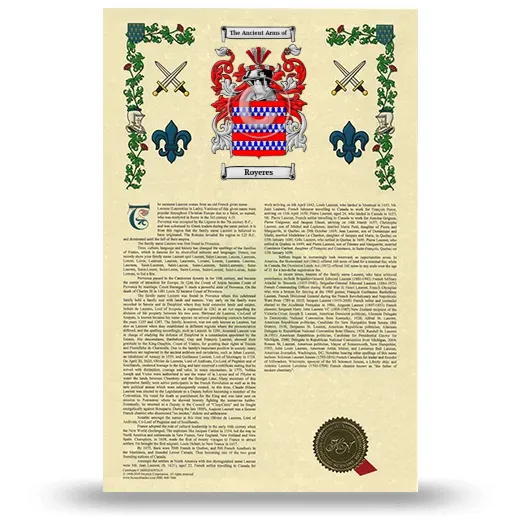 Royeres Armorial History with Coat of Arms