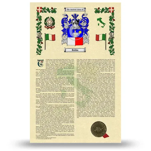 Rubin Armorial History with Coat of Arms