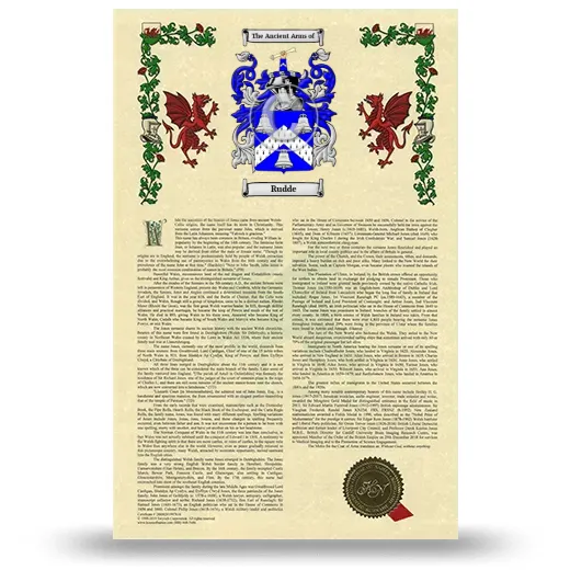 Rudde Armorial History with Coat of Arms