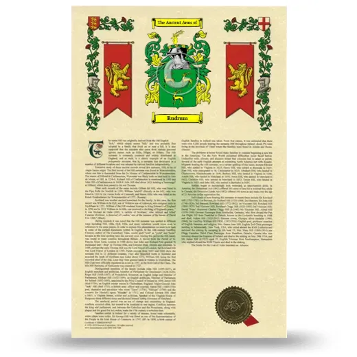 Rudrum Armorial History with Coat of Arms