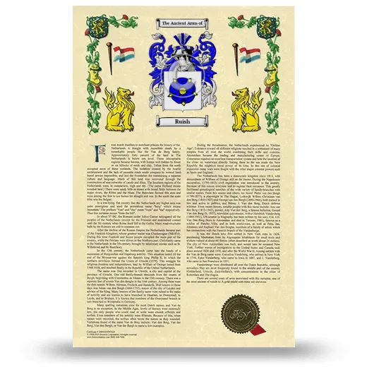 Ruish Armorial History with Coat of Arms