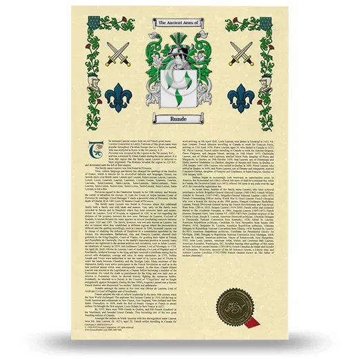 Runde Armorial History with Coat of Arms