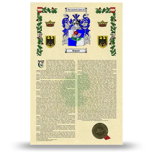 Rupert Armorial History with Coat of Arms