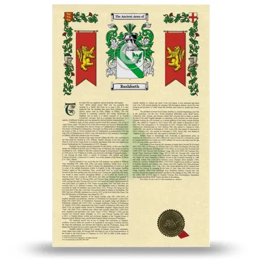 Rushforth Armorial History with Coat of Arms